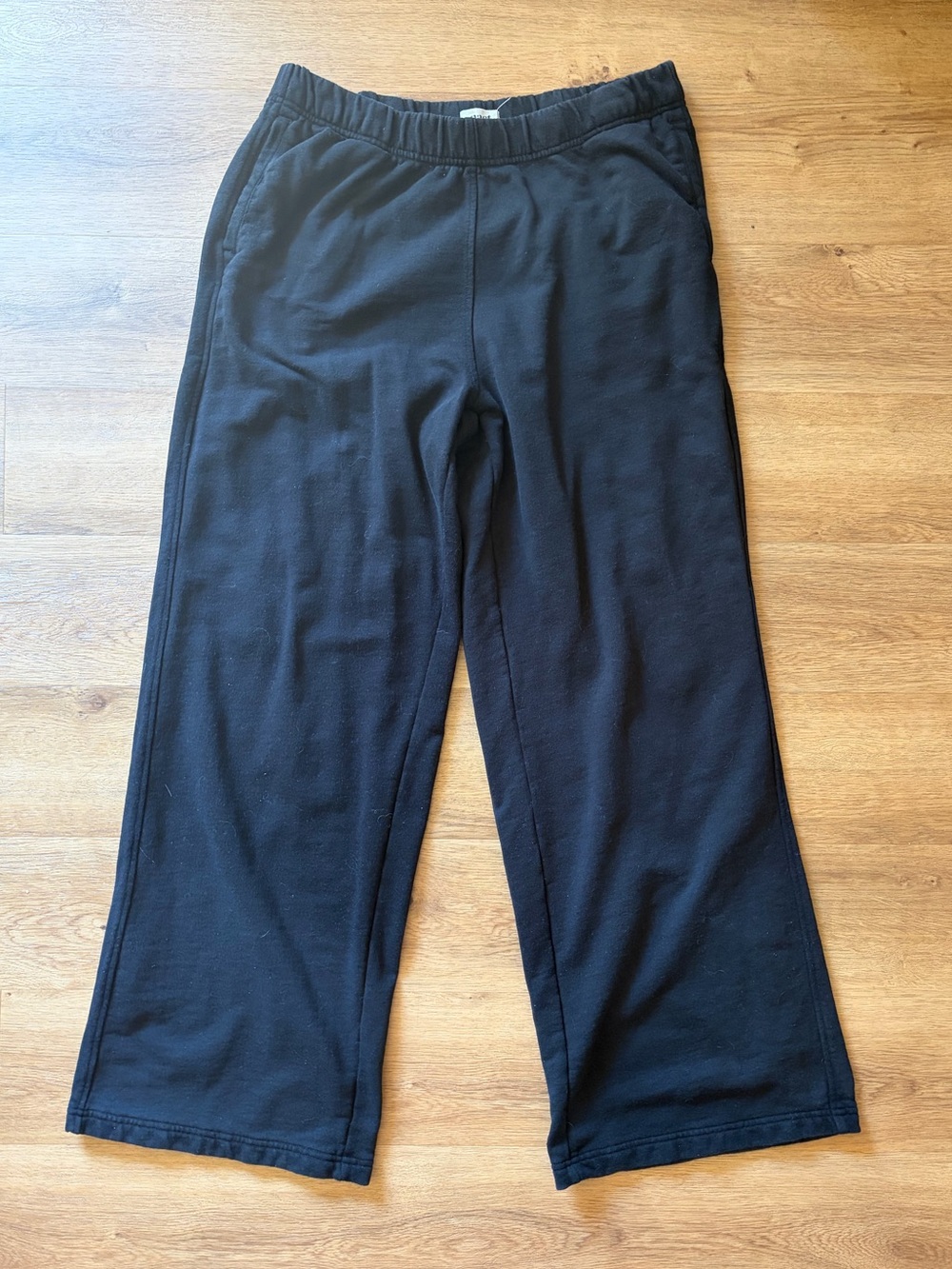 Pact Women’s Organic Cotton Cropped Wide Leg Lounge Pants – Black – Size Large